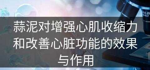 蒜泥对增强心肌收缩力和改善心脏功能的效果与作用